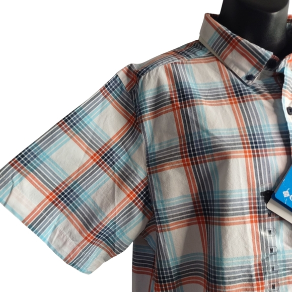 Columbia Button Down Shirt Men's Multicolor Plaid Shortsleeve Size Medium NWT - Picture 5 of 12